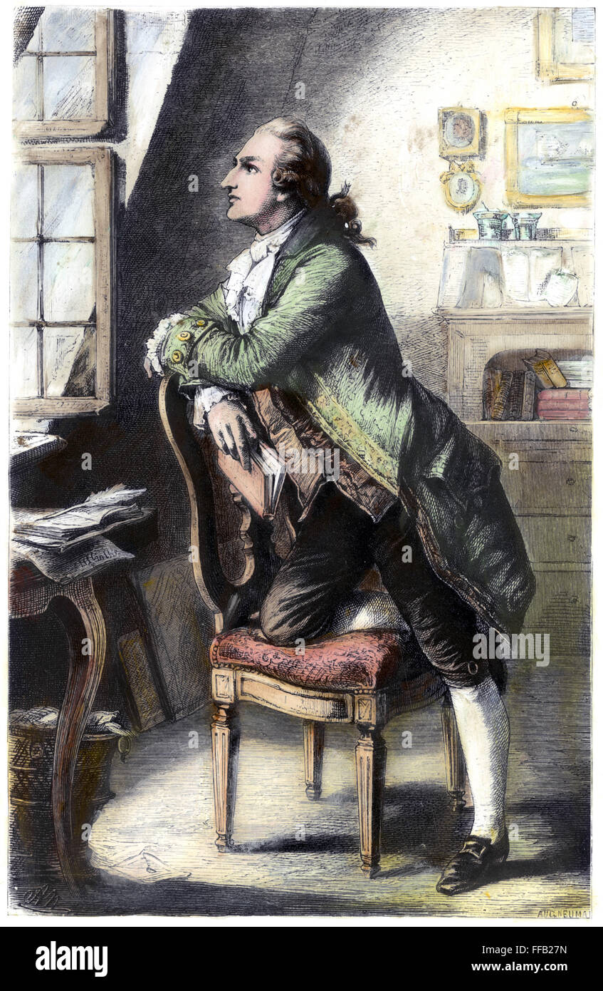 JOHANN GOETHE (1749-1832). /nJohann Wolfgang von Goethe. German poet and man of letters. Colored engraving, 19th century. Stock Photo