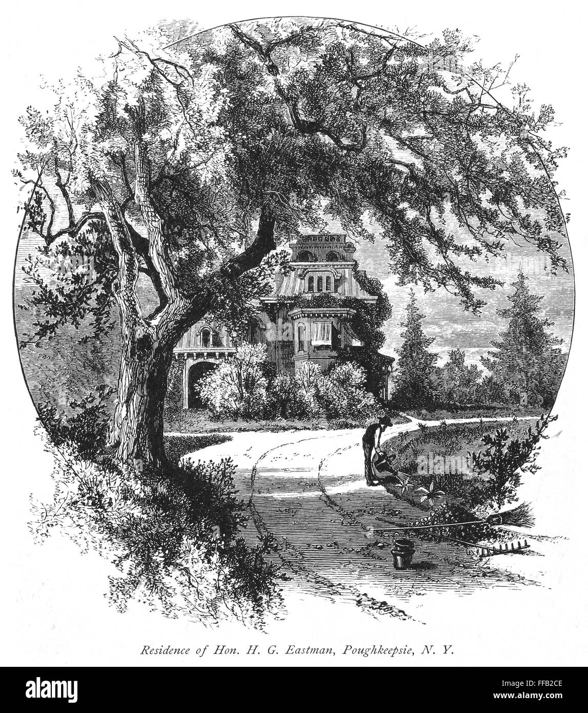 POUGHKEEPSIE: HOUSE, c1876. /n'Residence of the Honorable H.G. Eastman, Poughkeepsie, NY.' Wood engraving, c1876. Stock Photo