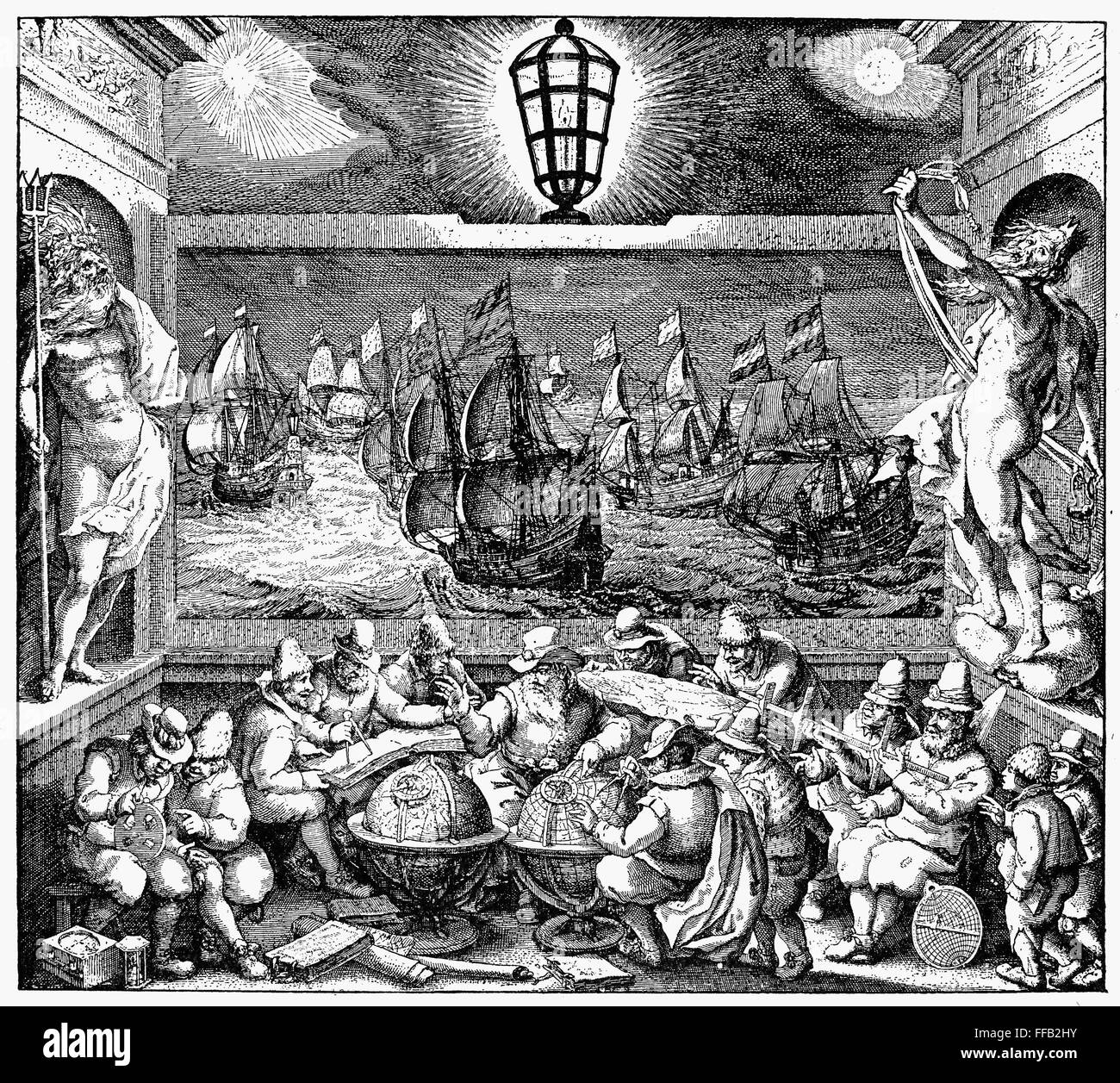 DUTCH COMMERCE, 1612. /nCharting navigational courses. Engraved