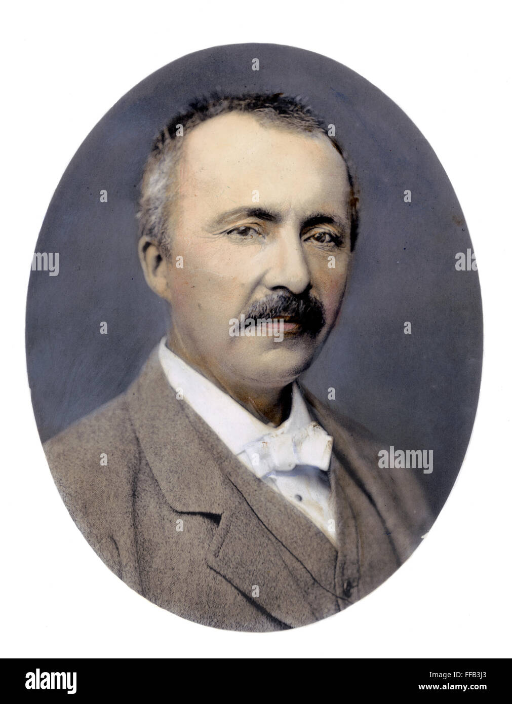 HEINRICH SCHLIEMANN (1822-1890). German traveller and archeologist. Oil over a photograph, circa 1877. Stock Photo