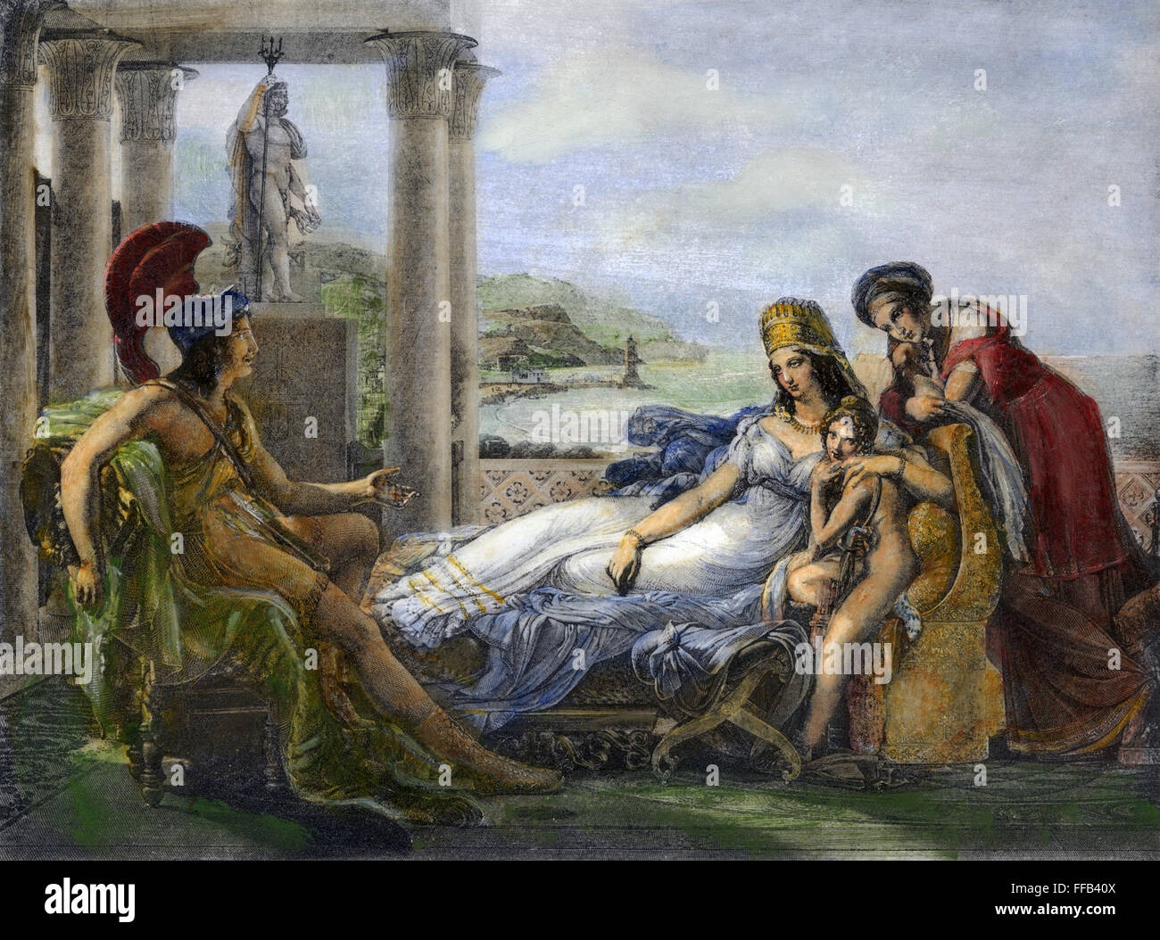 VIRGIL: THE AENEID. /nAeneas relating his story to Dido. Color engraving, late 19th century, after the painting, c1815, by Pierre-Narcisse GuΘrin. Stock Photo