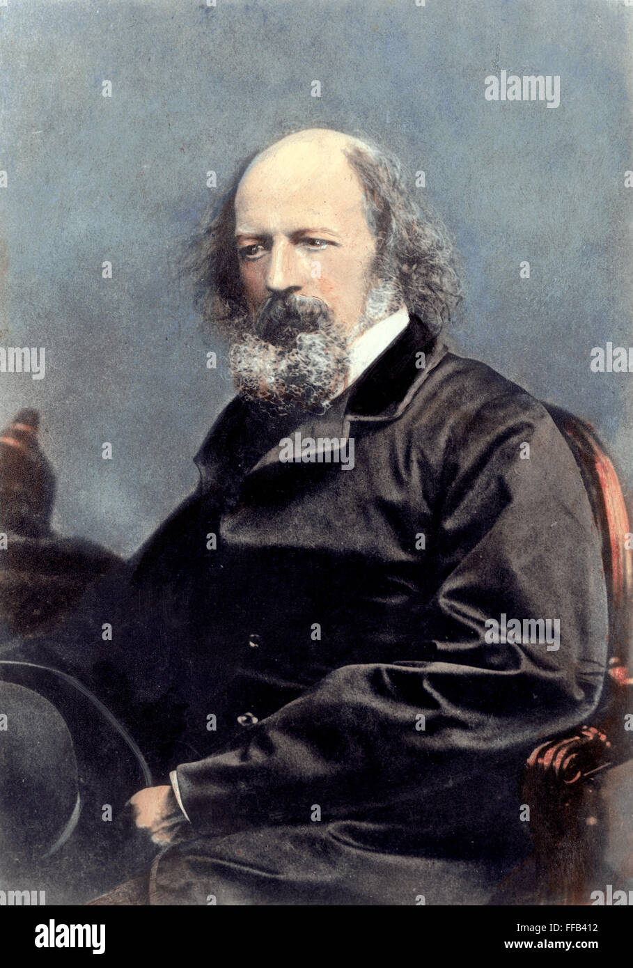 LORD ALFRED TENNYSON /n(1809-1892). English Baron and poet. Oil over a photograph, c1870. Stock Photo