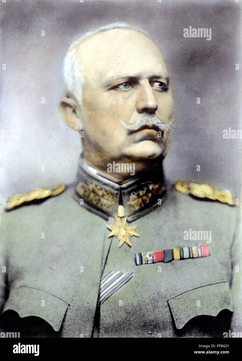 ERICH F.W. LUDENDORFF /n(1865-1937). German general and politician. Oil over a photograph, c1917. Stock Photo