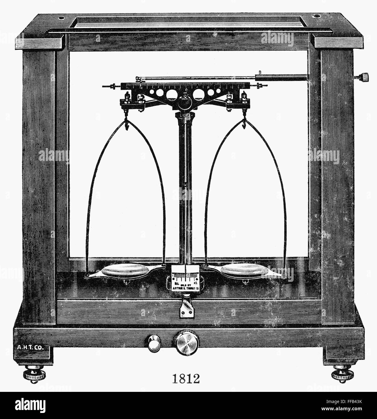 BALANCE, 20th CENTURY. /nModern analytical balance. Line engraving, mid
