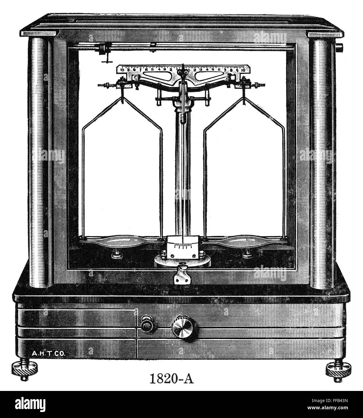 BALANCE, 20th CENTURY. /nModern analytical balance. Line engraving, mid