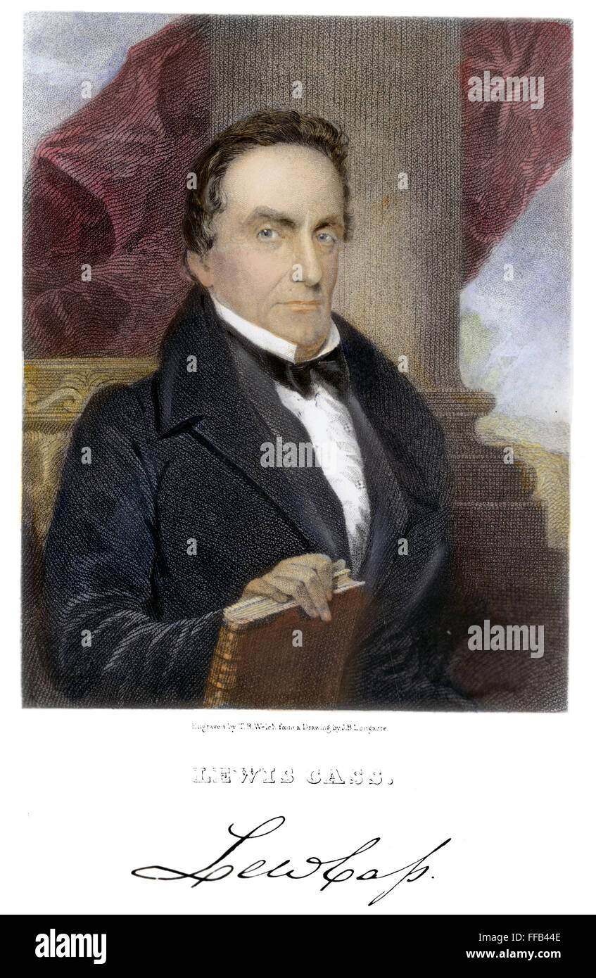 LEWIS CASS (1782-1866). /nAmerican lawyer and political leader. Colored engraving, American, 1837. Stock Photo