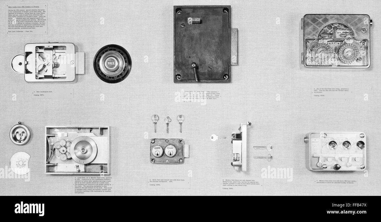 LOCKS AND KEYS. /n19th century American bank locks and keys Stock Photo