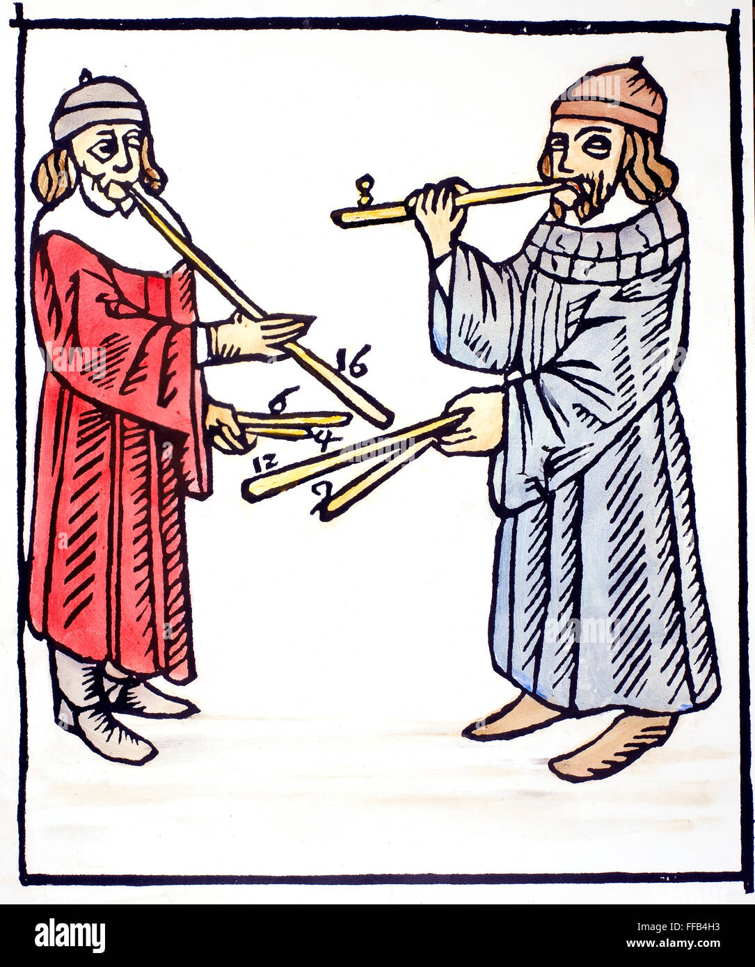 PIPERS, 1492. /nWoodcut from 'Theorica Musicae' by Franchinus Gaffurius. Milan, 1492. Stock Photo