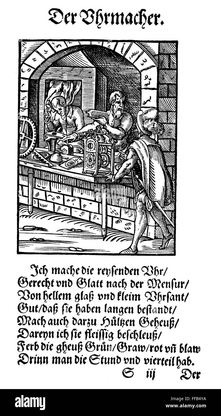 CLOCKMAKER, 1568. /nThe clockmaker manufactures hourglasses, and builds