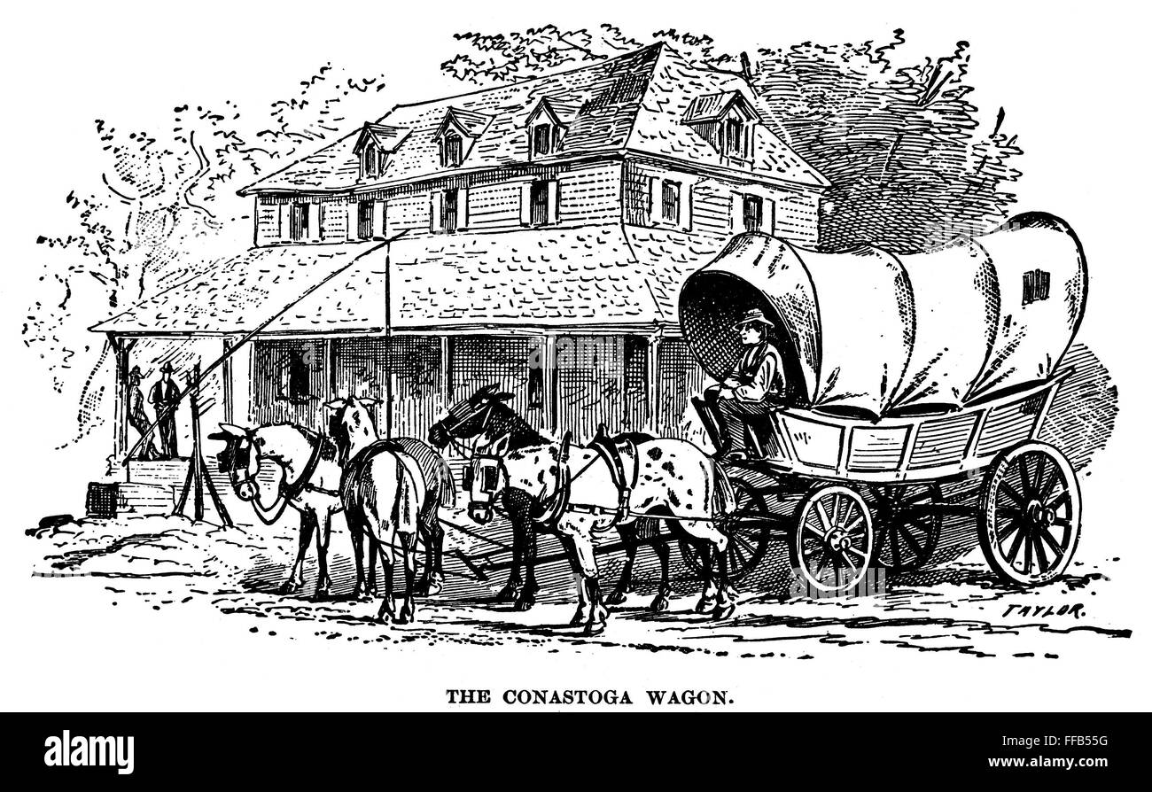 CONESTOGA WAGON. /nPenandink drawing, 19th century Stock Photo Alamy