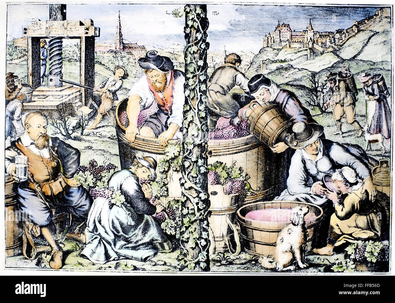 GRAPE HARVEST, c1600. /n'October.' Copper engraving, German, 1702, after a painting by Pietro Candido (1548?-1628). Stock Photo