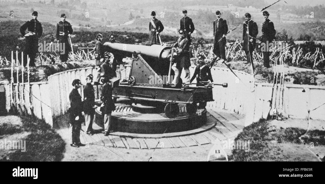 CIVIL WAR UNION FORT. /nUnion soldiers at Fort Totten, Washington, D.C