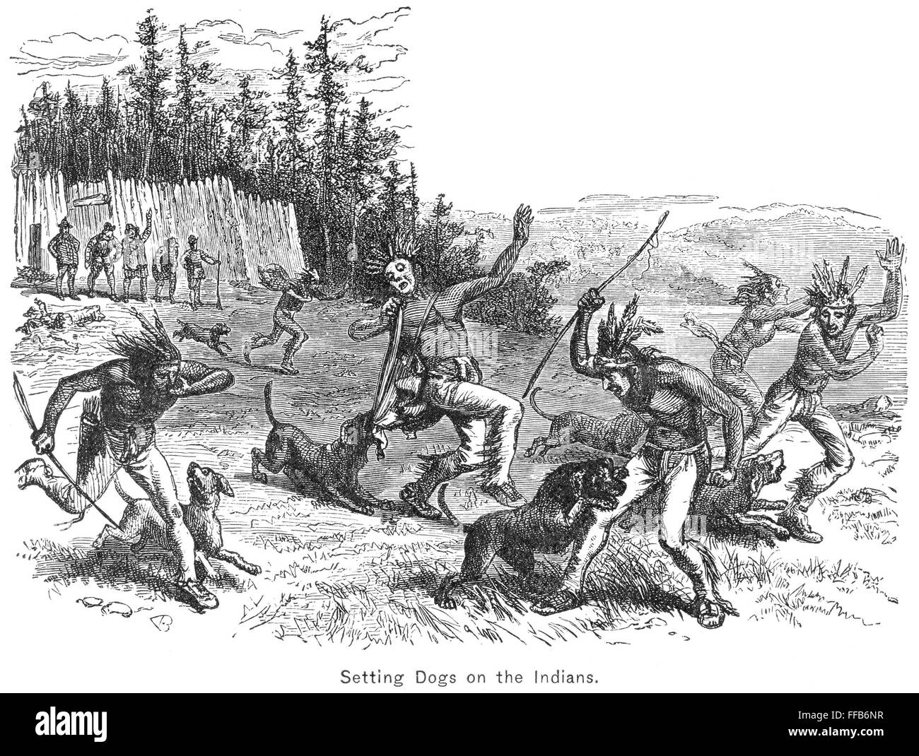 MAINE ATTACKING NATIVE AMERICANS. /nSetting dogs on the Native