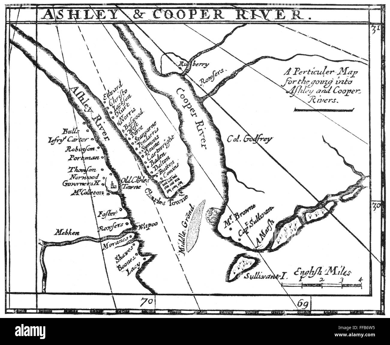 MAP SOUTH CAROLINA, c1700. /n'A Perticuler Map for the going into