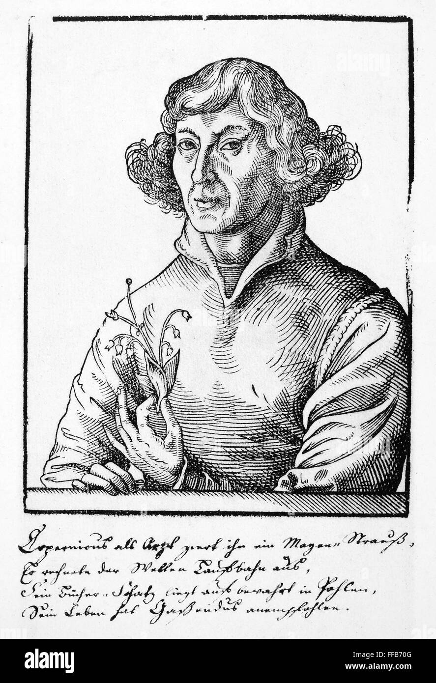 NICOLAUS COPERNICUS /n(1473-1543). Polish astronomer. Woodcut, 16th century. Stock Photo