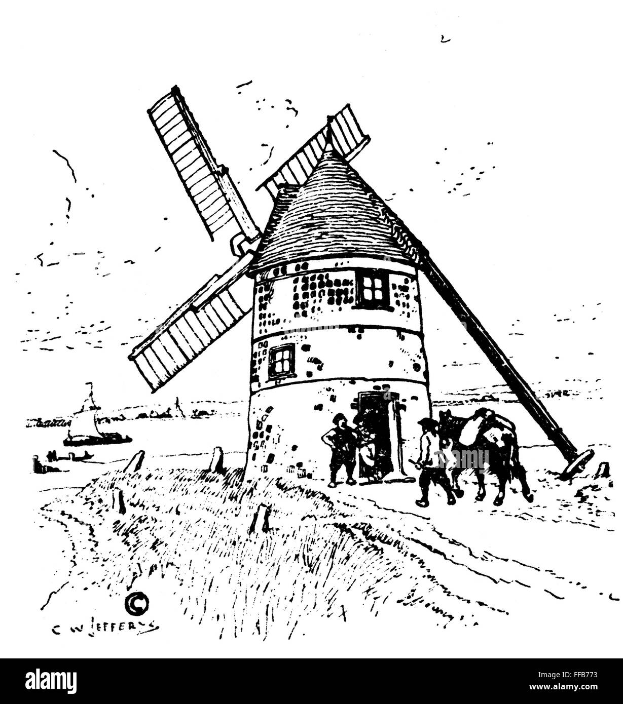 NEW FRANCE: GRAIN MILL. /nA seigneurial grain mill in 17th-century New ...