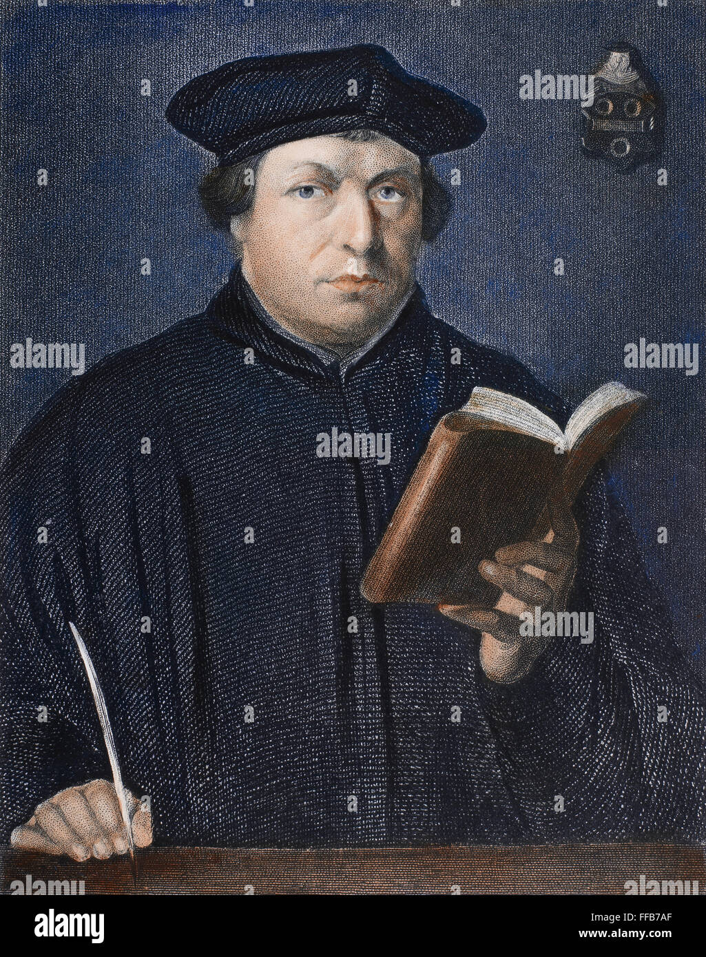 MARTIN LUTHER (1483-1546). /nGerman religious reformer. Line and stipple engraving by Charles Wagstaff, 19th century. Stock Photo