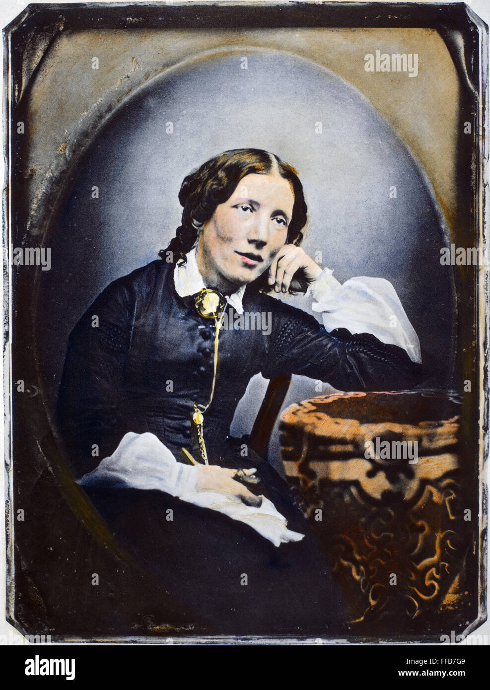 HARRIET BEECHER STOWE (1811-1896). American abolitionist and writer. Oil over a daguerrotype, c1852. Stock Photo