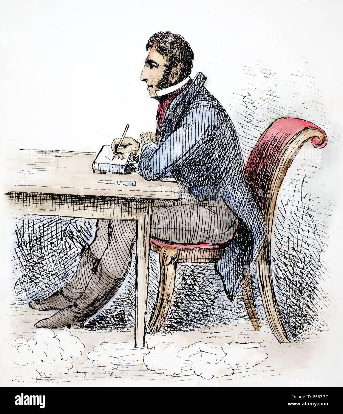 GEORGE CRUIKSHANK /n(1792-1878). English caricaturist and illustrator. Self-portrait caricature etching, 1820. Stock Photo