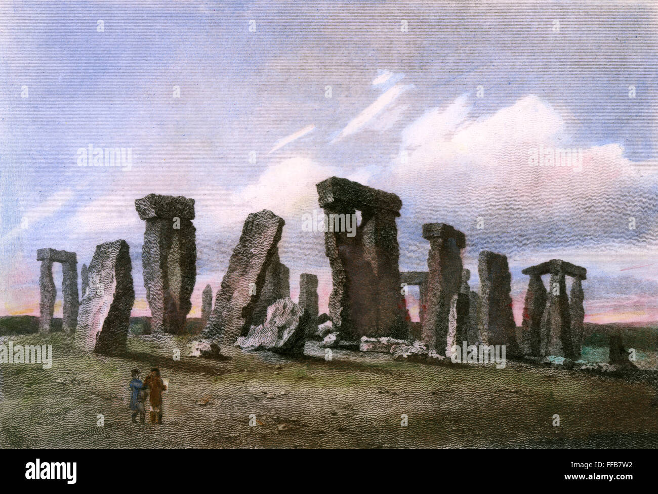 ENGLAND: STONEHENGE. /nStonehenge on Salisbury Plain, England. Line engraving, English, 1809, by George Cooke. Stock Photo