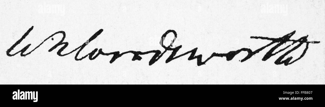 WILLIAM WORDSWORTH /n(1770-1850). English poet. Autograph signature. Stock Photo