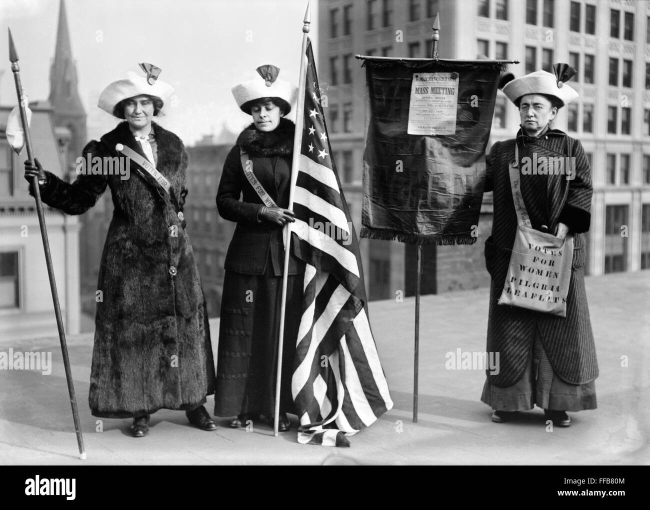 SUFFRAGETTES, c1910. /nThree women photographed on a Brooklyn rooftop