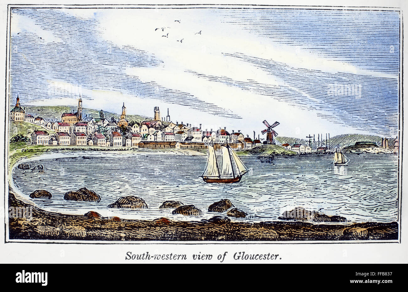 GLOUCESTER HARBOR, 1844. /nSouthwestern view of Gloucester