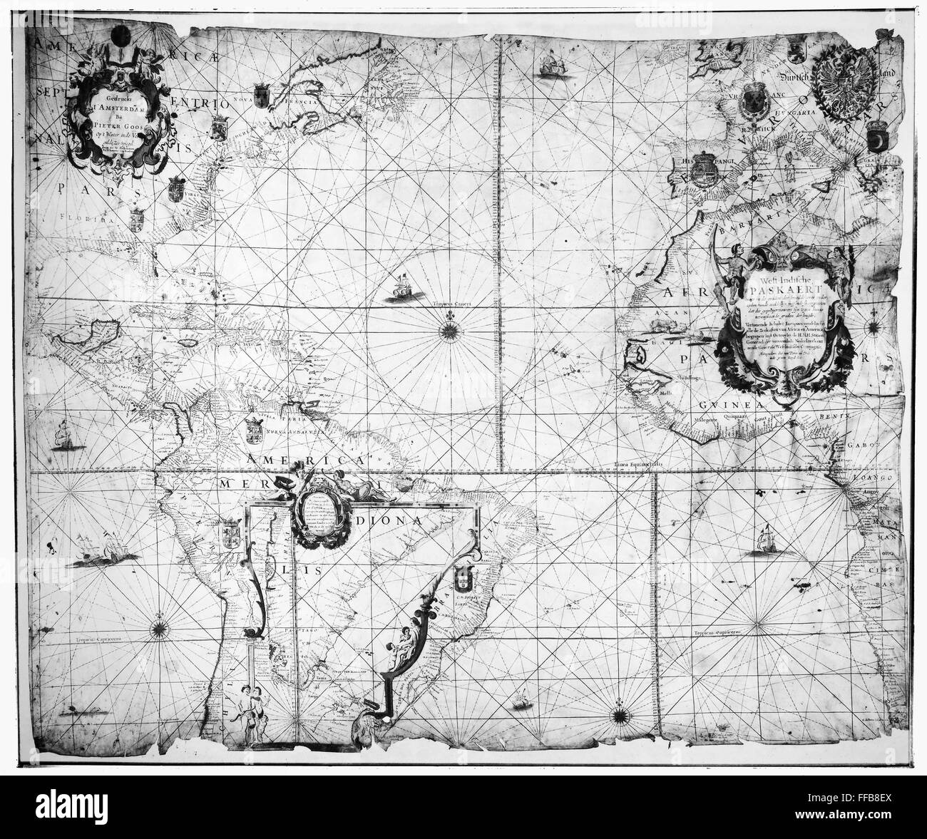 SECOND PASKAERT MAP, 1621. /nThis map was first issued shortly after the incorporation, in 1621, of the Dutch West India Company, whose possessions it portrayed. Stock Photo