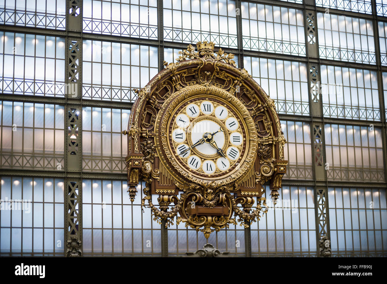 Belle Époque station clock, Musée d’Orsay, Paris, Ile de France, France Stock Photo