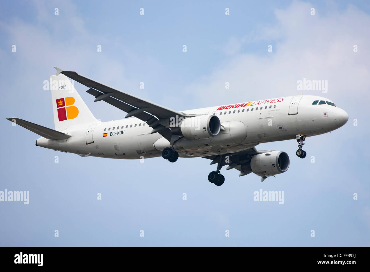 Iberia Express, airliner, Spanish airline, in flight Stock Photo