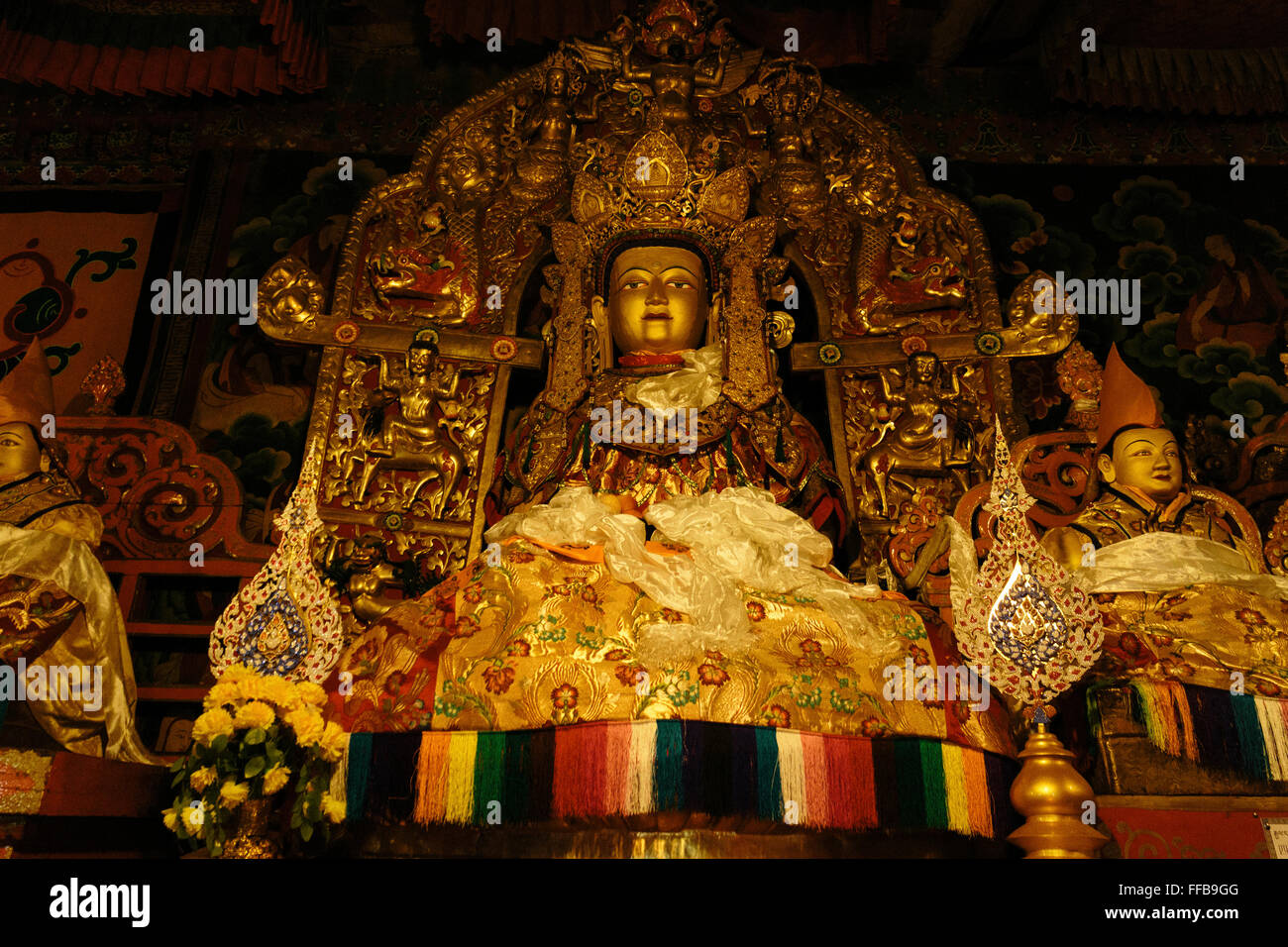 Interior view of Drepung monastery, the biggest Buddhism temple in the world, Lhasa, Tibet. Stock Photo