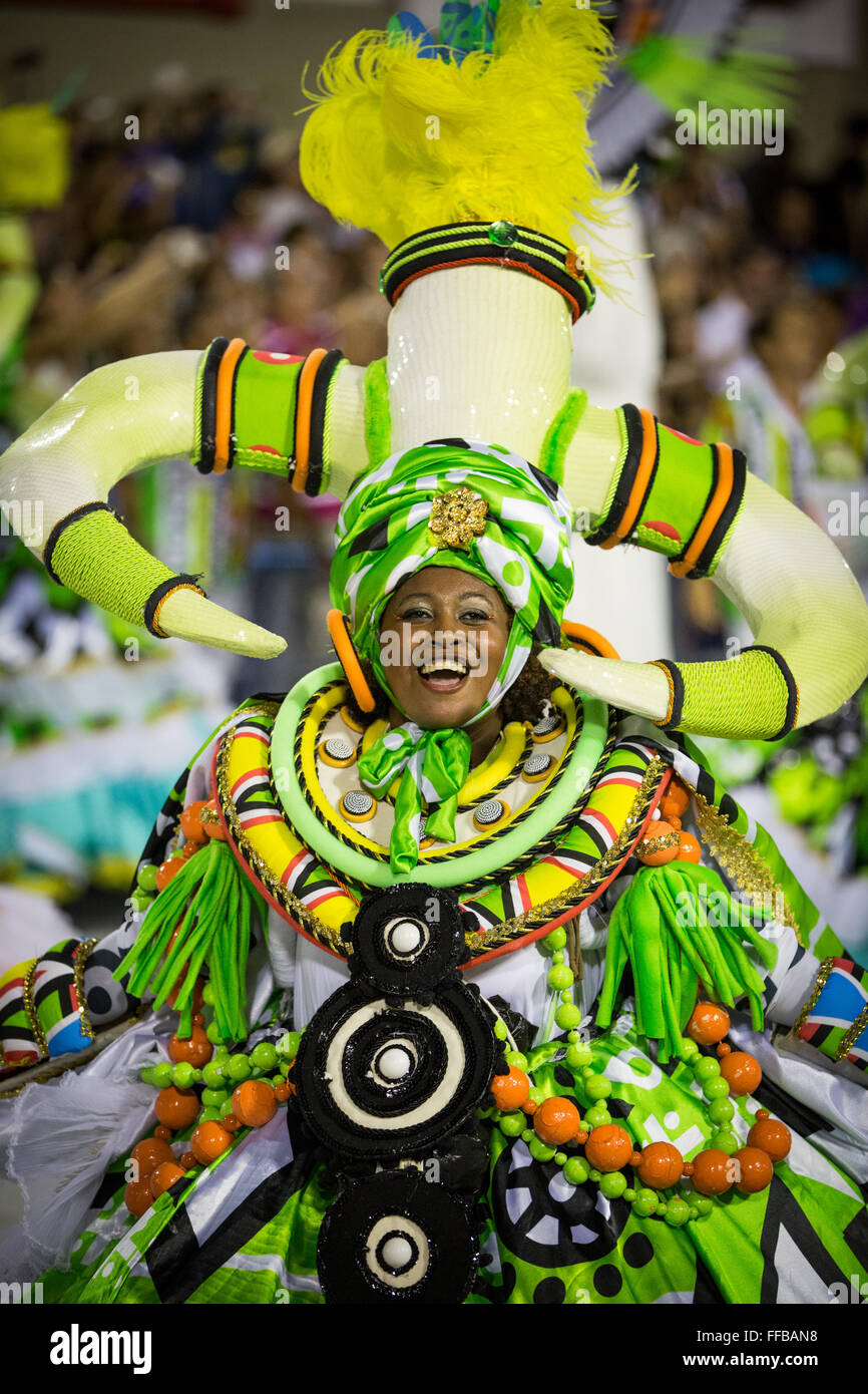Samba dancers parade in the Sambadrome during the Rio Carnival February ...