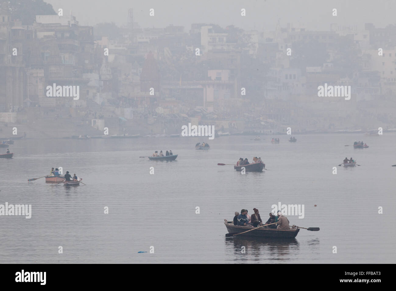 Boats on the Ganges, Varanasi Stock Photo