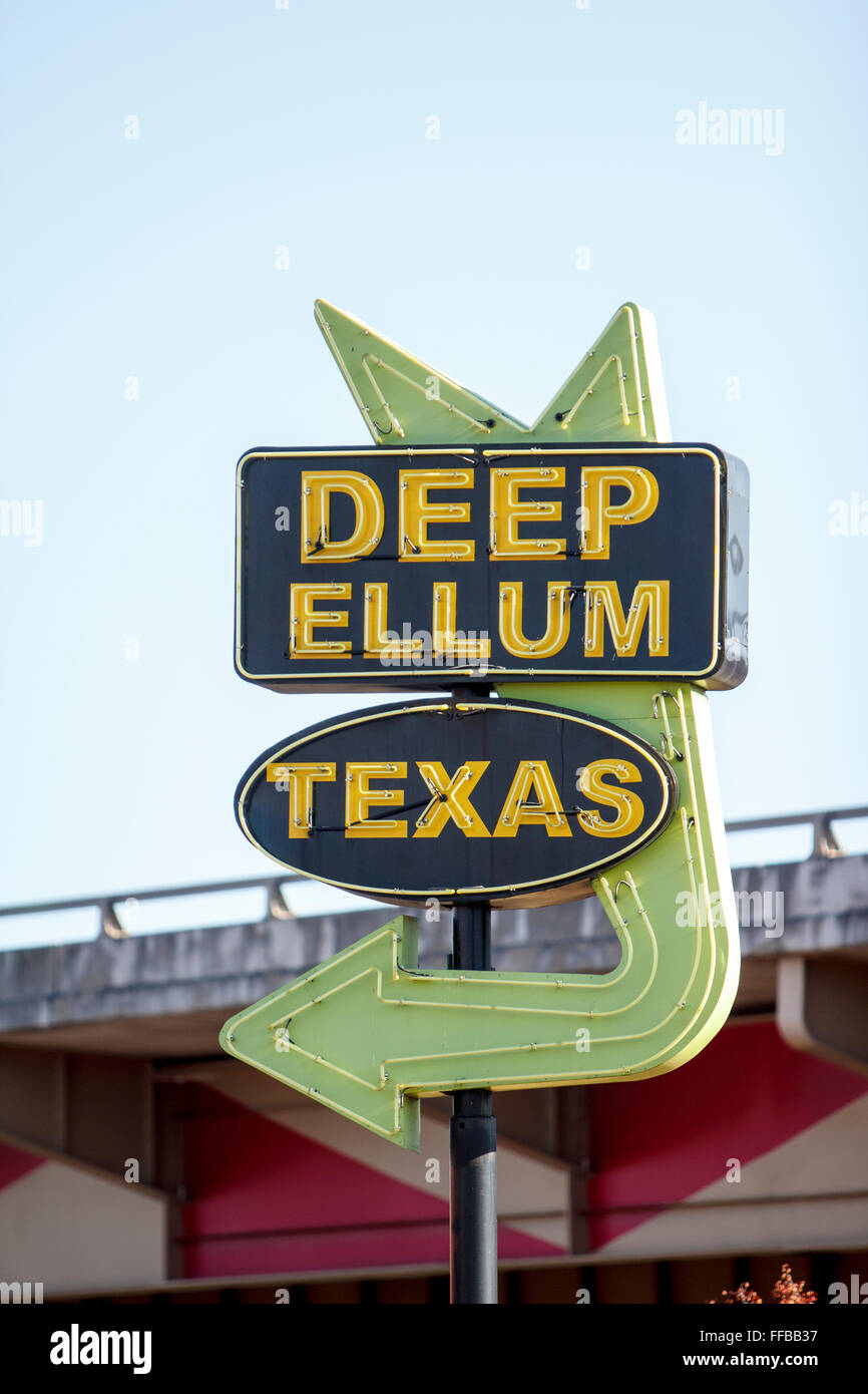 Dallas Deep Ellum Texas sign Stock Photo