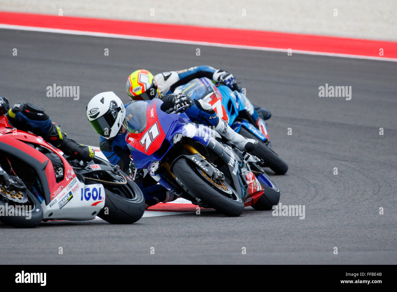 Misano Adriatico, Italy - June 20, 2015: Yamaha YZF R1 of MG Competition Team, driven by BERGMAN Christoffer Stock Photo