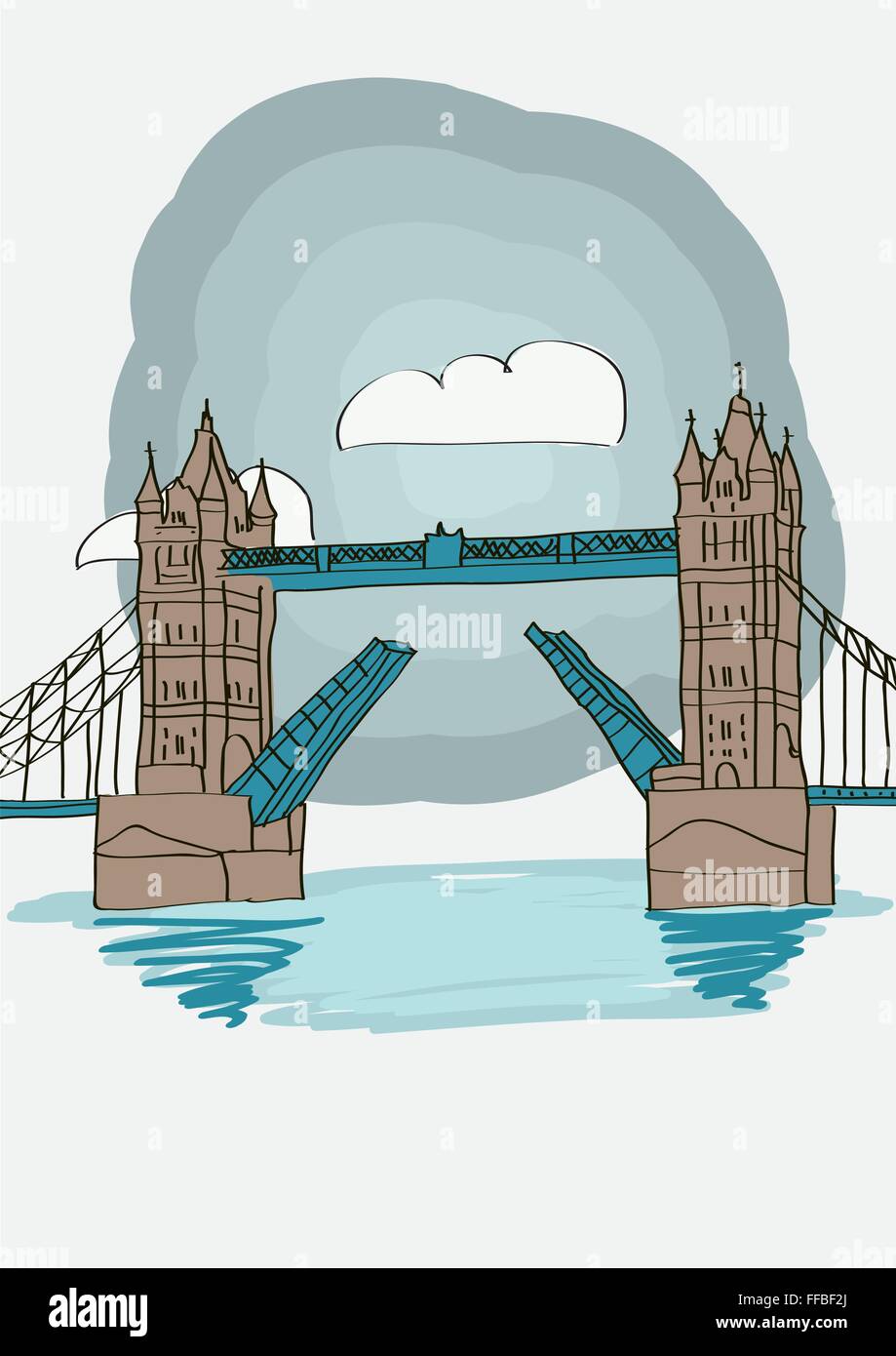 Tower Bridge of London - vector illustration for magazine or newspaper ...