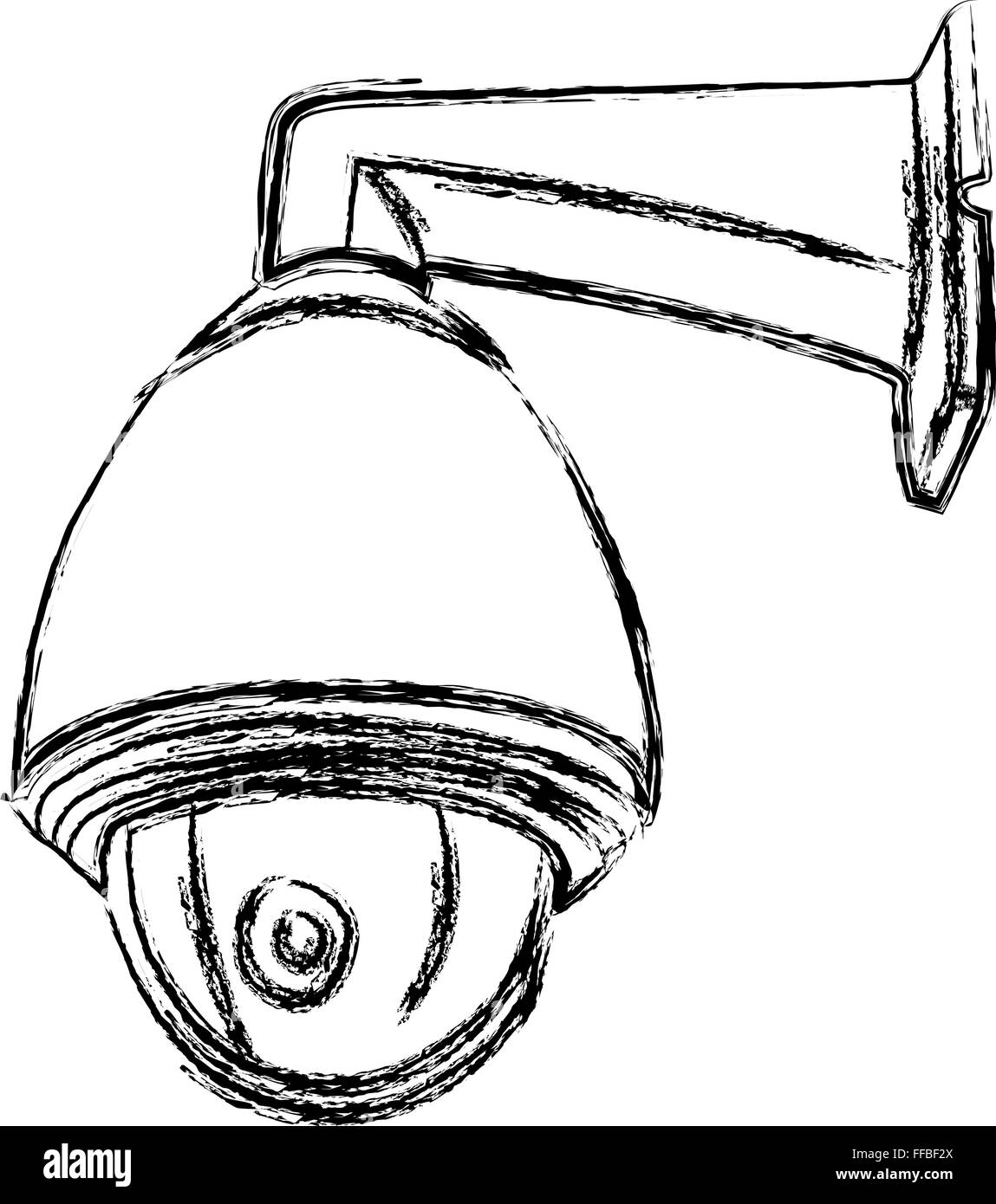 Black and White Surveillance Camera (CCTV) Warning Sign. Vector illustration Stock Vector