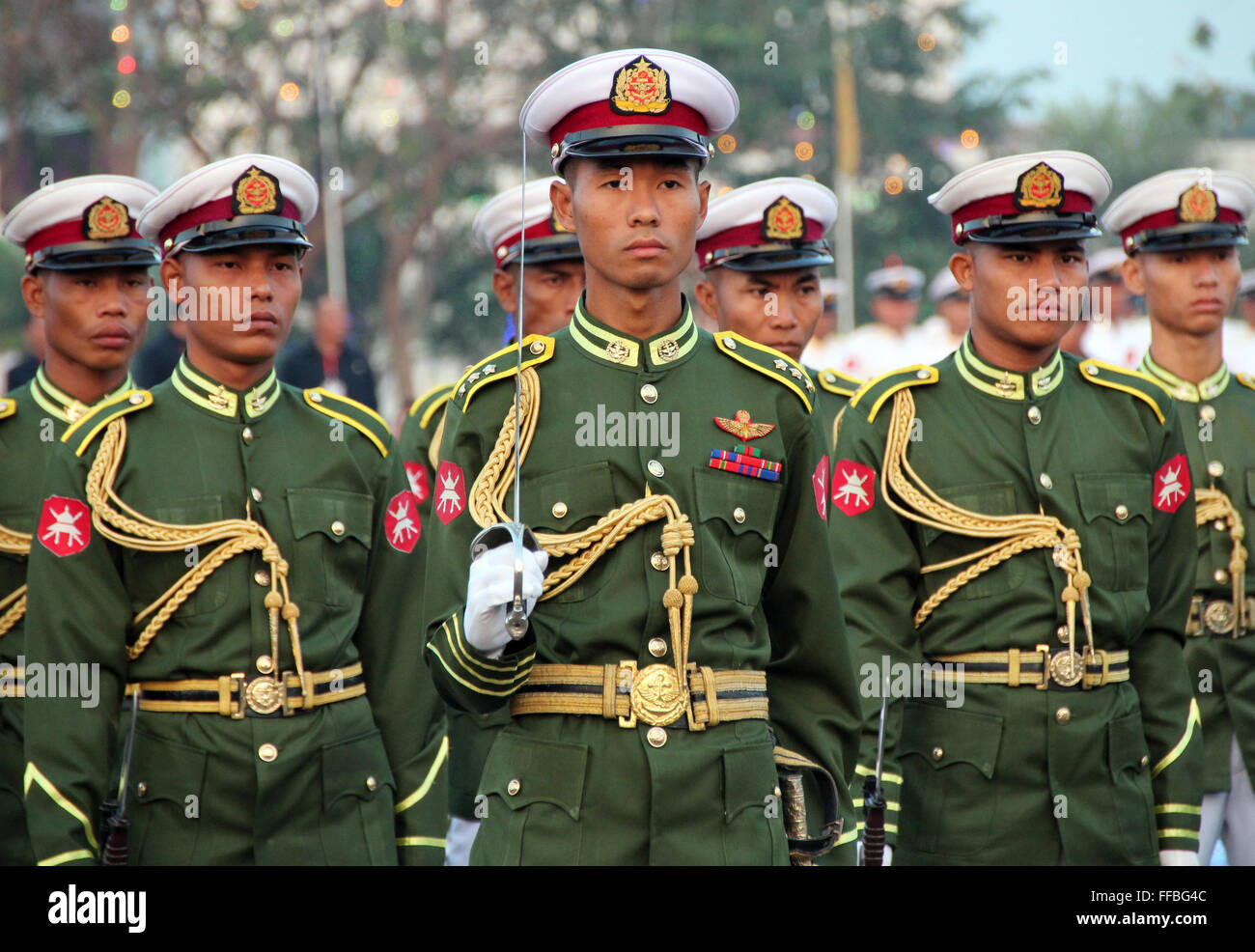 Nay Pyi Taw, Myanmar. 12th Feb, 2016. Myanmar soldiers parade during a ...