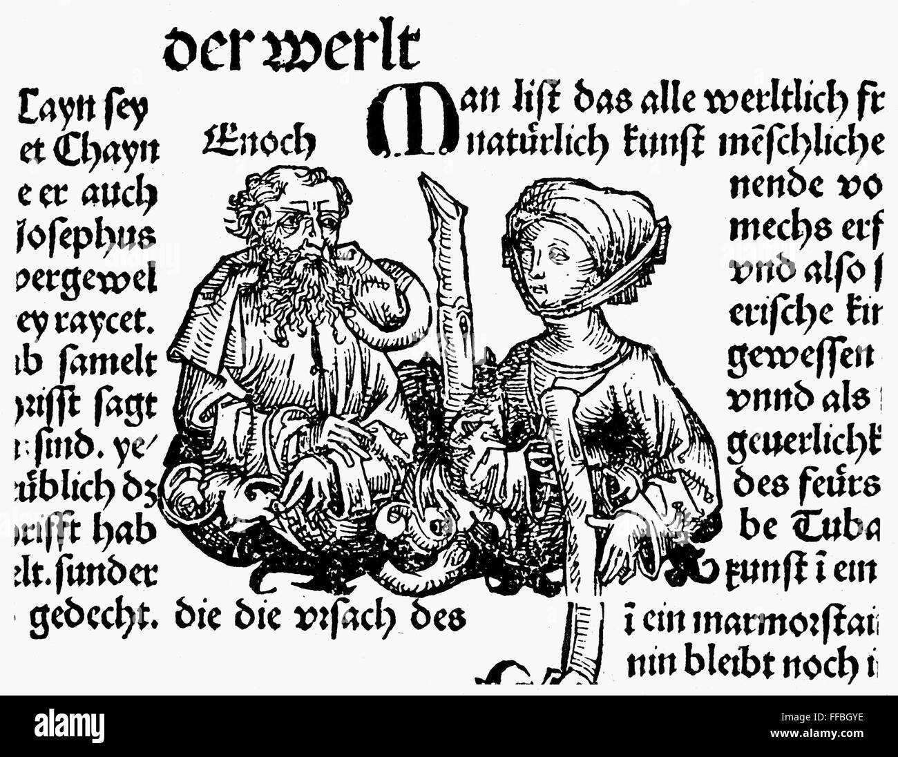 ENOCH. /nEnoch, the father of Methusaleh. Woodcut from the 'Nuremberg Chronicle,' 1493. Stock Photo