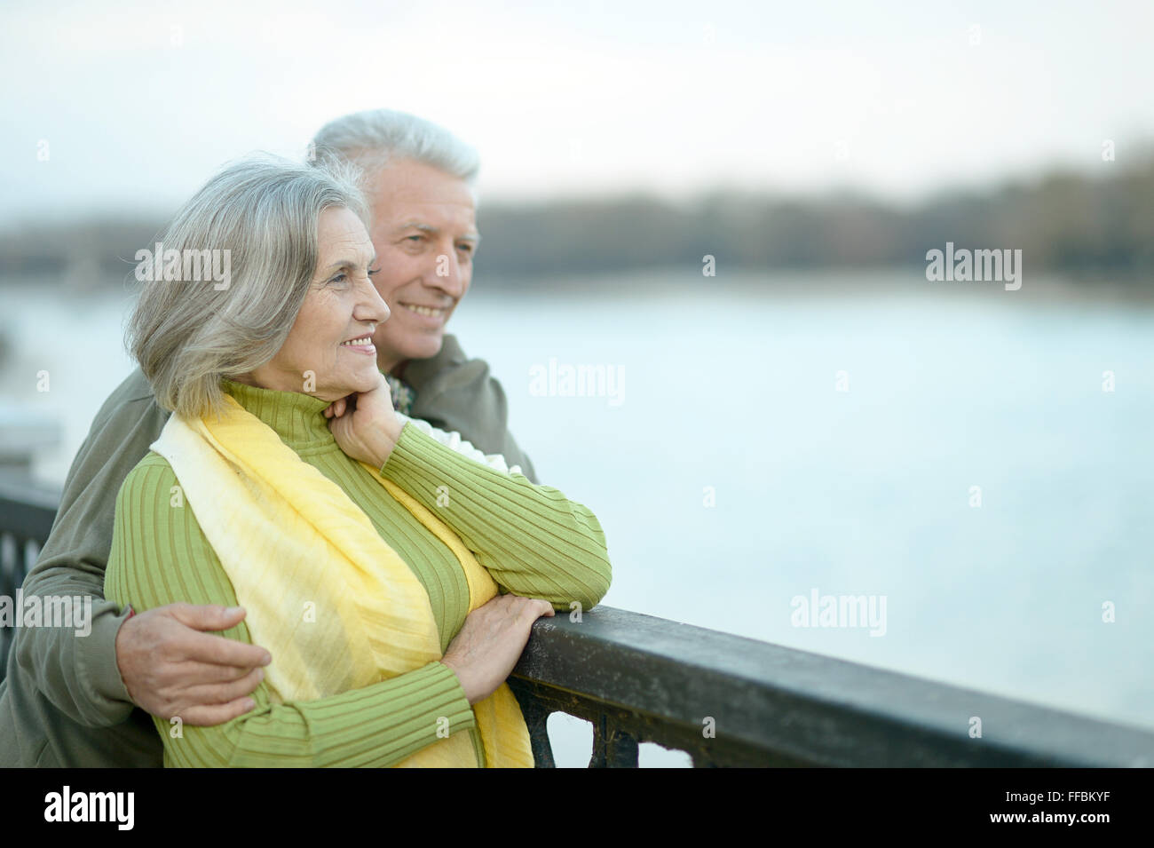 Senior couple in autumn park Stock Photo - Alamy