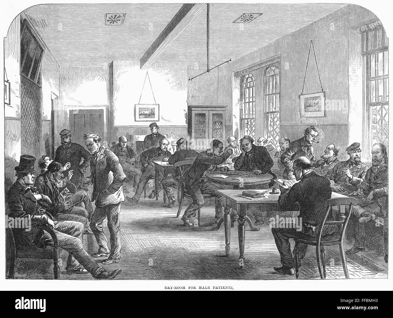 INSANE ASYLUM, 1867. /nDay room for male patients at the Broadmoor