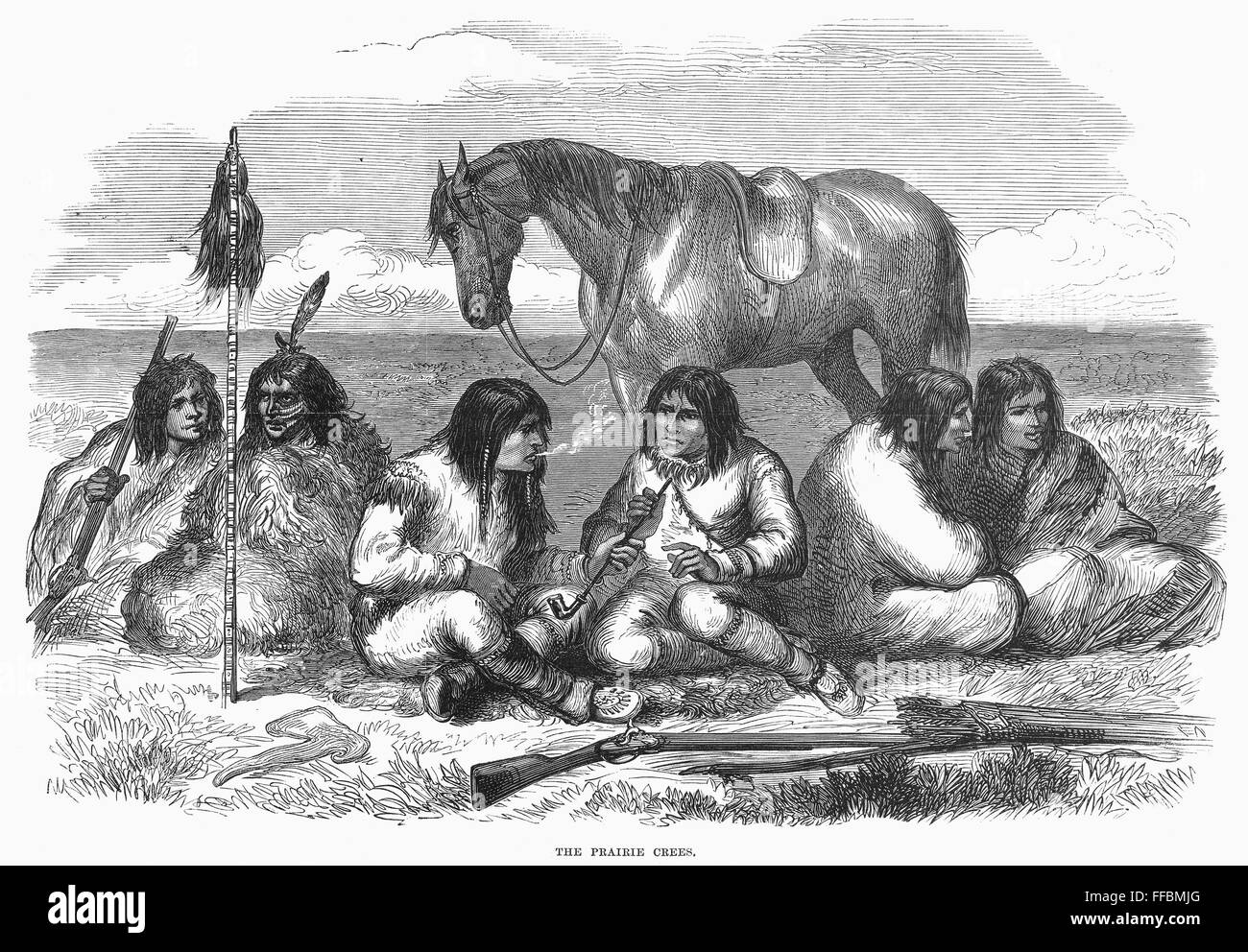 CANADA CREE NATIVE AMERICANS, 1870./n'The Pairie Crees.' Wood