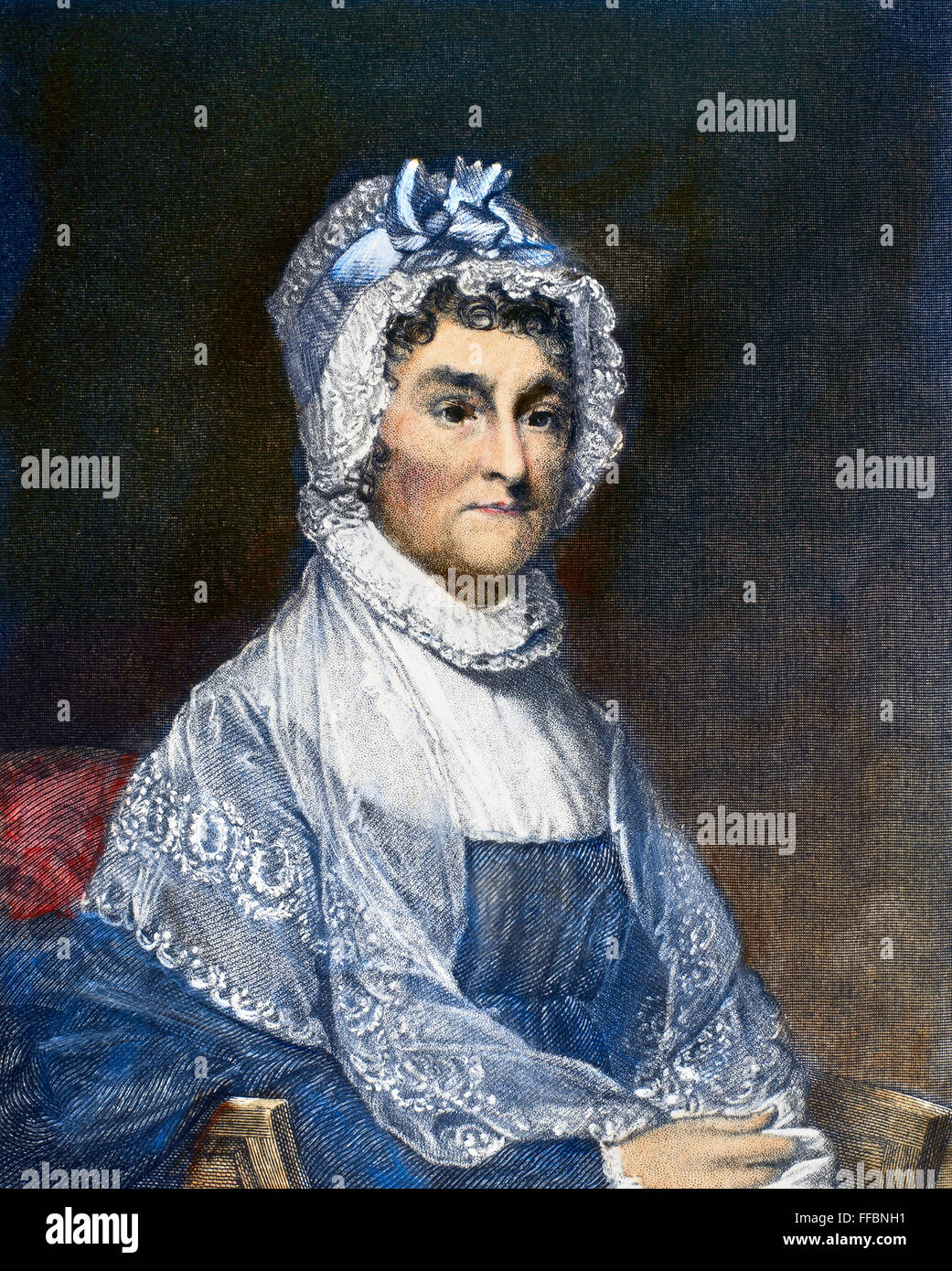 ABIGAIL ADAMS (1744-1818). /nAmerican First Lady. Line and stipple engraving, 1839, after Gilbert Stuart. Stock Photo