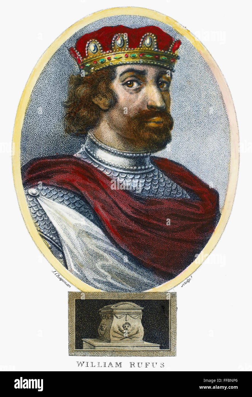 WILLIAM II (1056-1100). /nCalled William Rufus. King of England, 1087-1100. Aquatint, English, 1798. Stock Photo