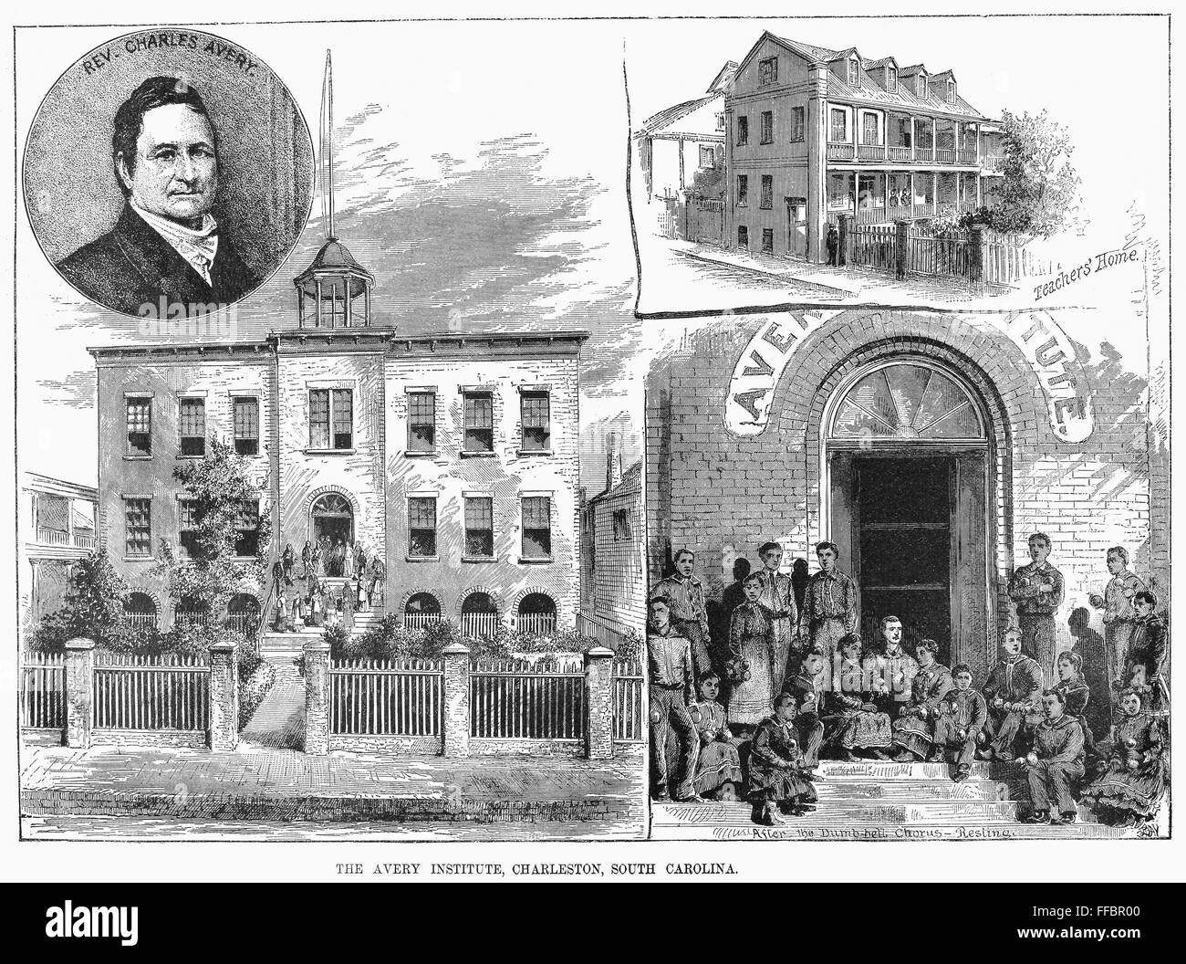 AVERY INSTITUTE, 1879. /nThe Avery Normal Institute, built in 1868 in Charleston, South Carolina. The private school was Charleston's first secondary school for African Americans. Wood engravings, 1879. Stock Photo