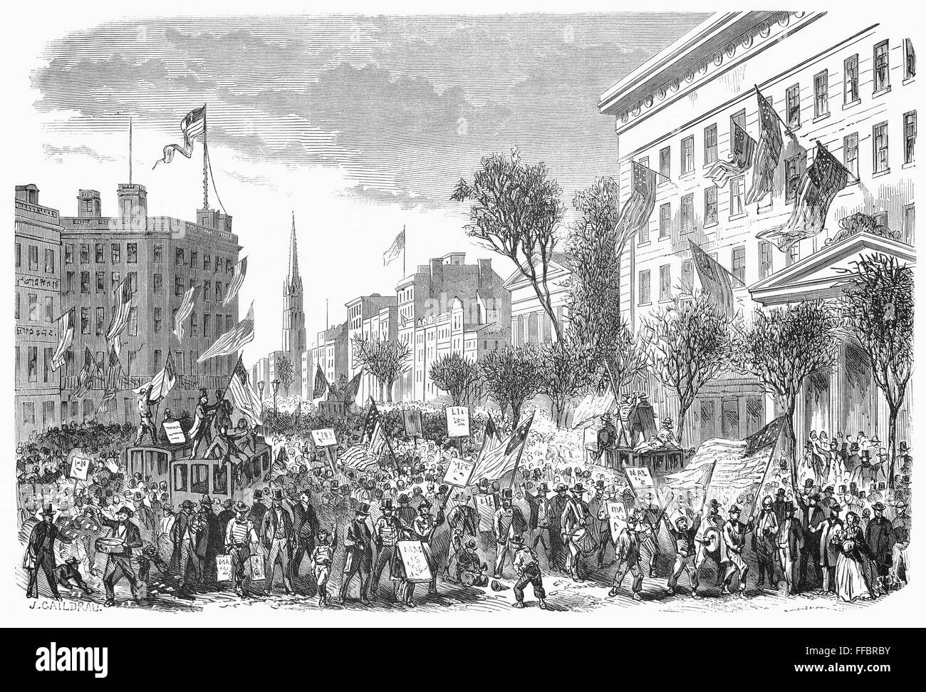 NEW YORK: ELECTION OF 1864. /nScene on Broadway, New York City, during ...
