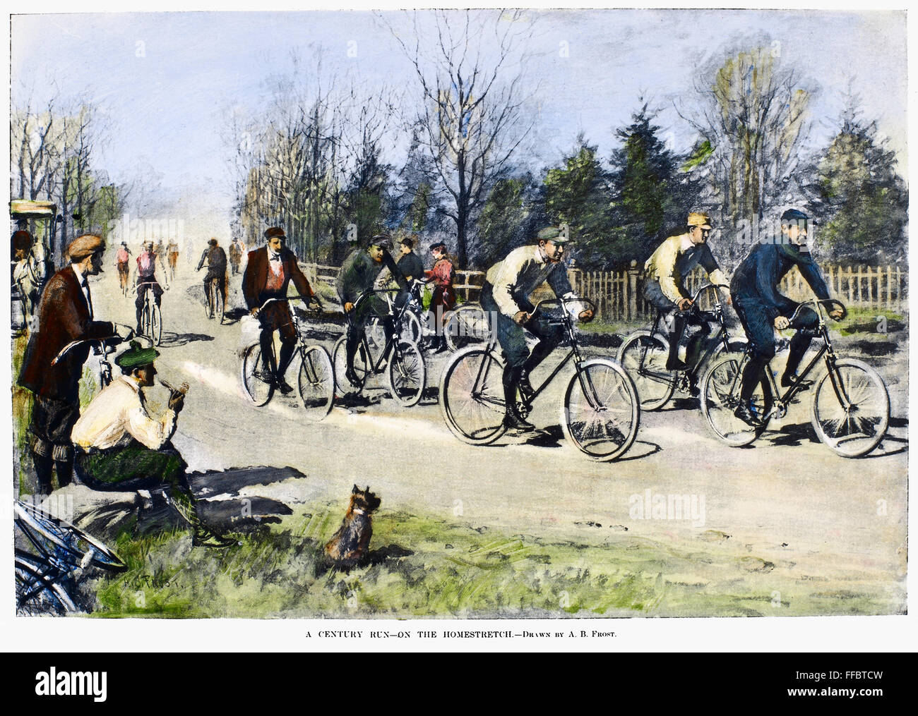 BICYCLE RACE, 1896. /nIllustration by Arthur Burdett Frost, 1896. Stock Photo