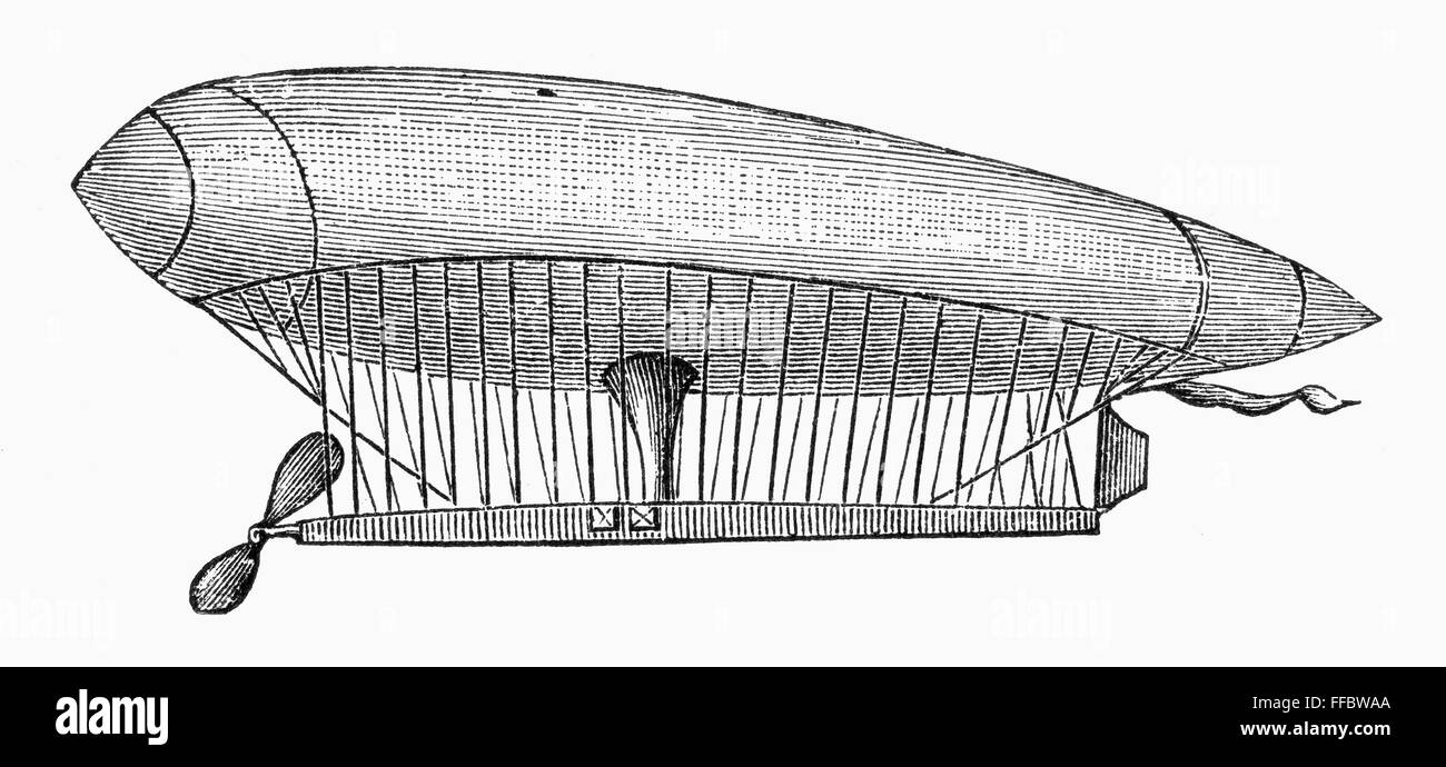 LA FRANCE AIRSHIP, 1884. /nThe electric-powered airship invented by Charles Renard and Arthur C. Krebs in 1884. Stock Photo