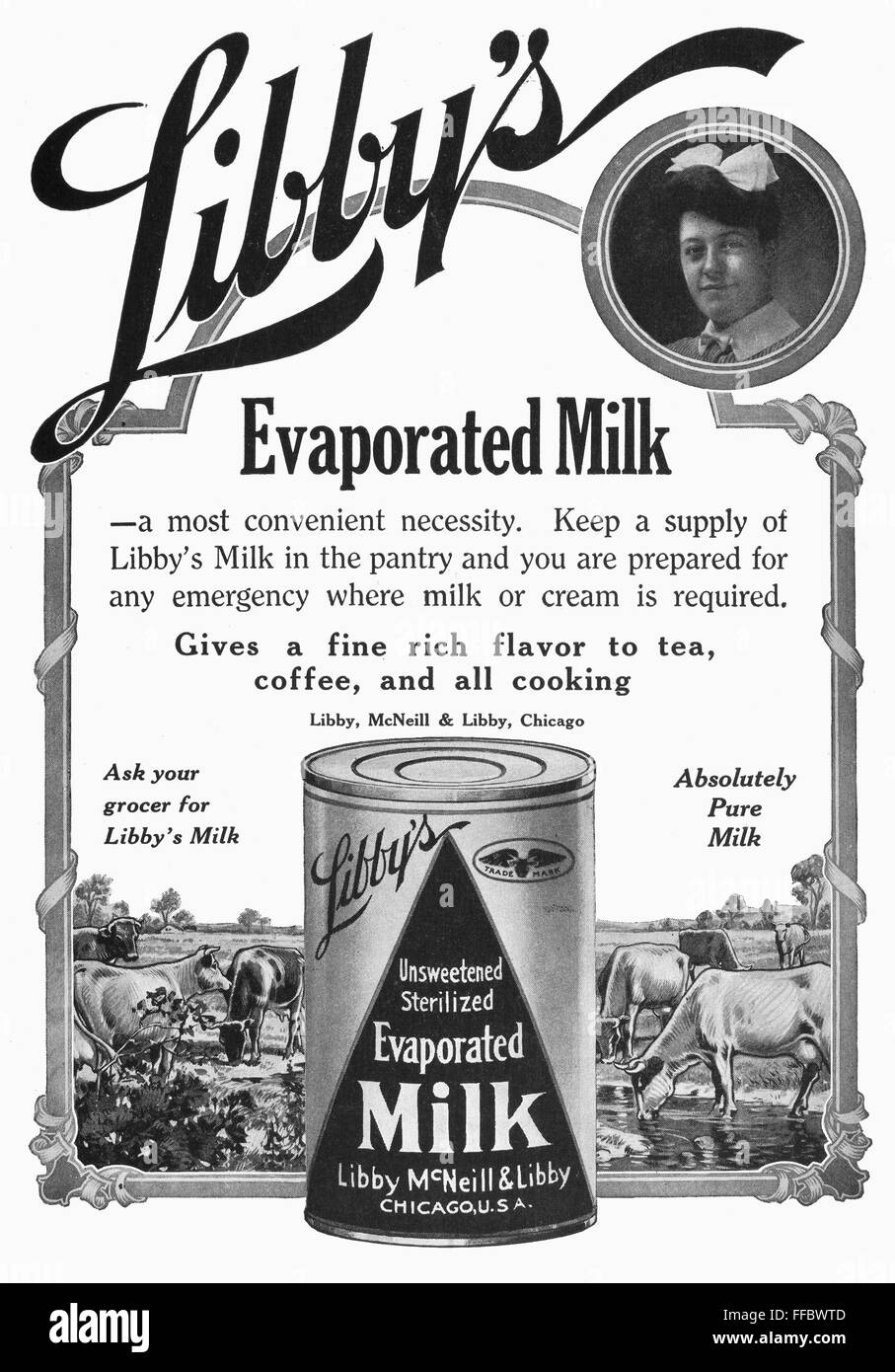 EVAPORATED MILK. /nAmerican advertisement for Libby's evaporated milk