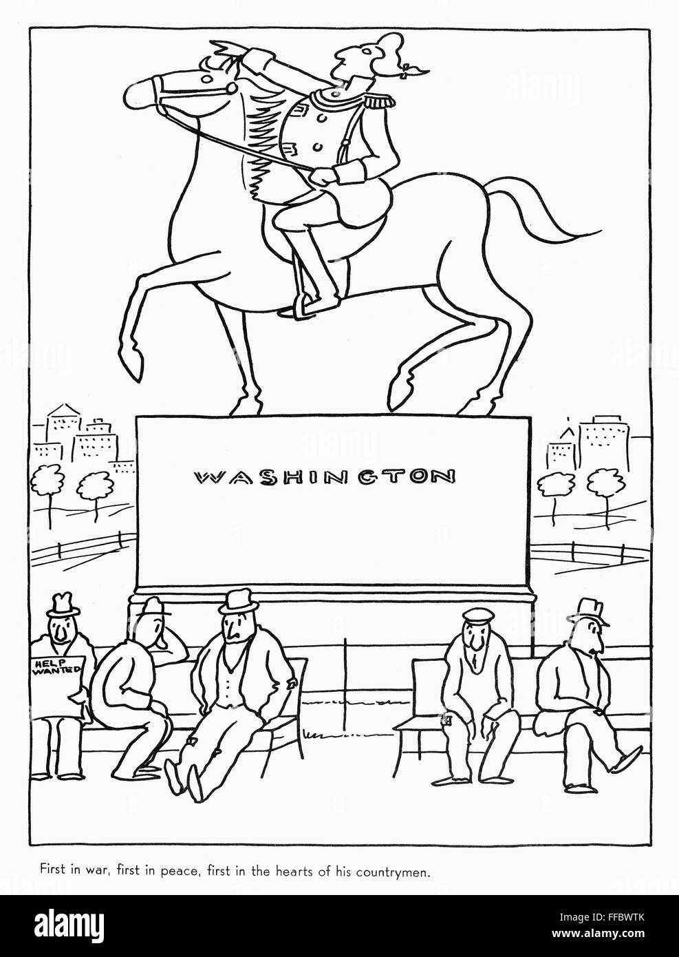 GREAT DEPRESSION CARTOON. /n'First in war, first in peace, first in the hearts of his countrymen. American cartoon on the Great Depression, by Otto Soglow, early 1930s. Stock Photo